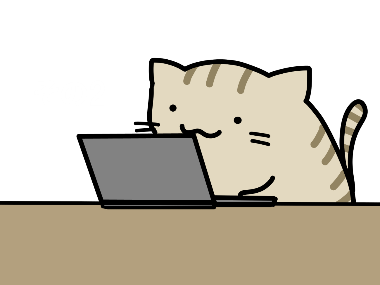 キジトラ猫とノートPC_その2.png